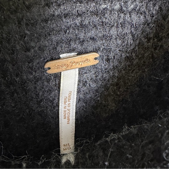 FREE PEOPLE Fair Isle Tunic Sweater Oversized High Low Alpaca Blend, Black | M/L - Picture 3 of 7